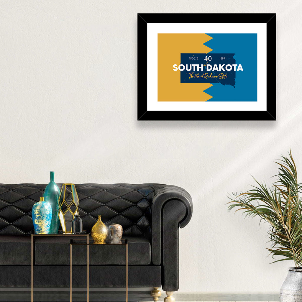 South Dakota Silhouette Map Wall Art