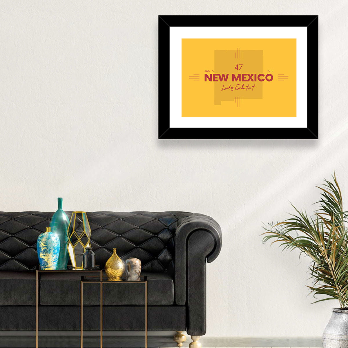 New Mexico Typographic Map 1912 Wall Art in a room, landscape