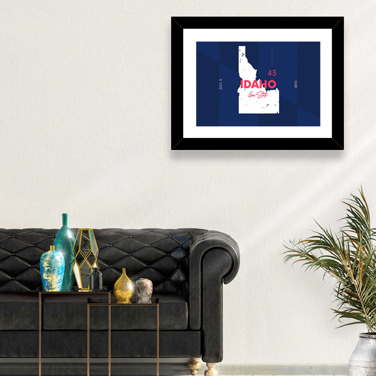 Idaho Gem State Map Wall Art in a room, landscape
