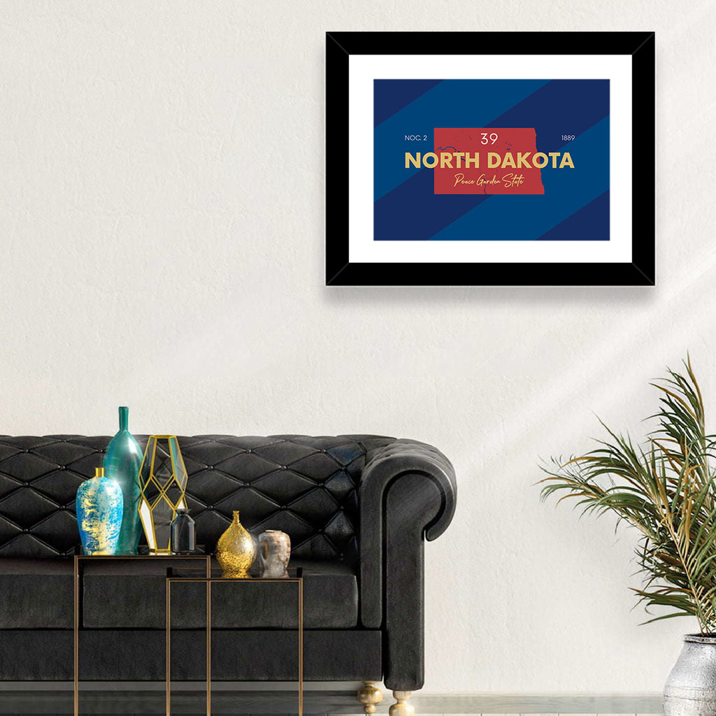 North Dakota Map Graphic Number 39 Wall Art