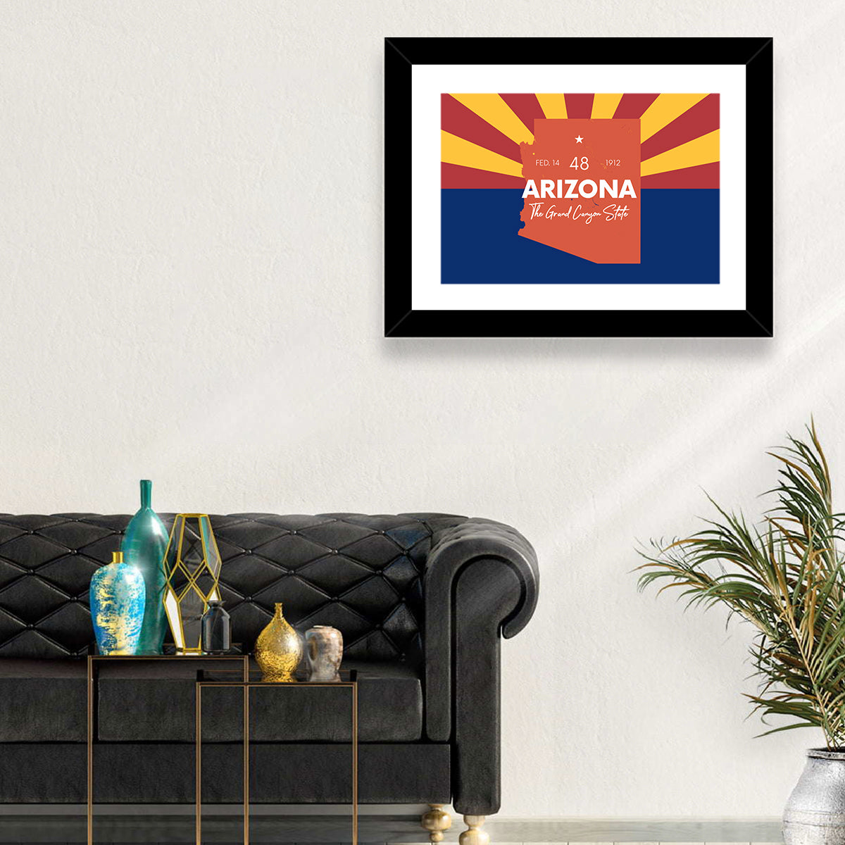 Arizona Sunburst Map Wall Art in a room, landscape