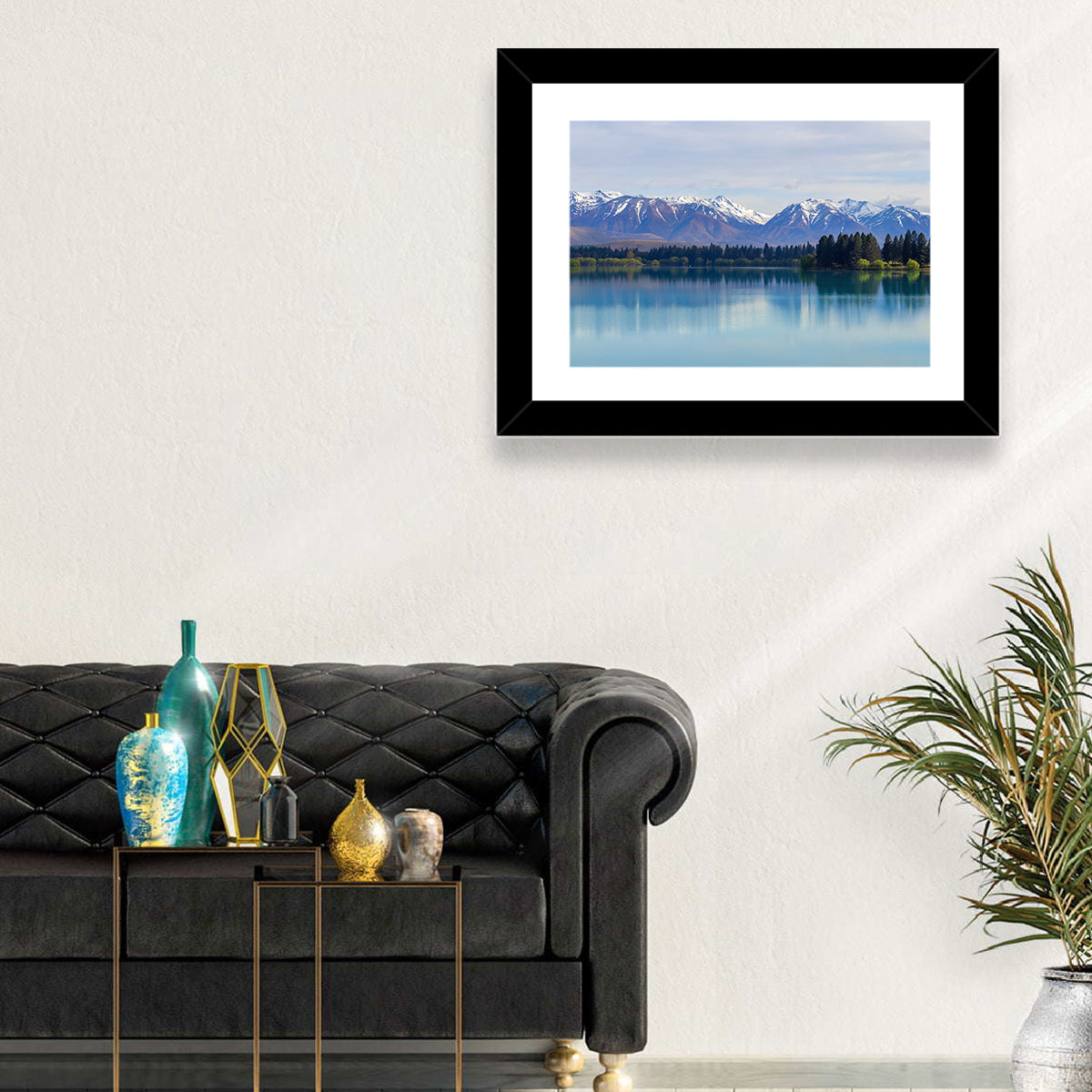 Lake Ruataniwha Reflection Wall Art in a room, landscape