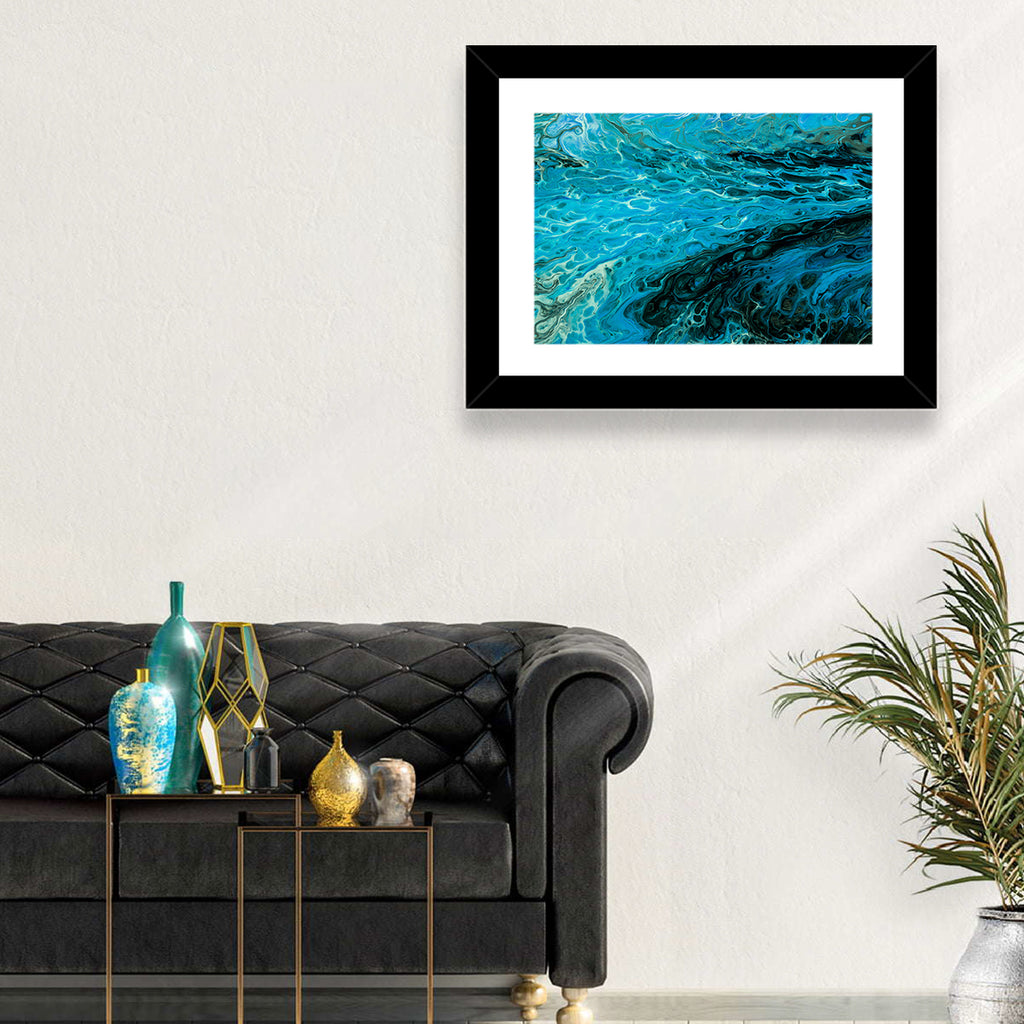 Liquid Marble Blue Abstract Wall Art