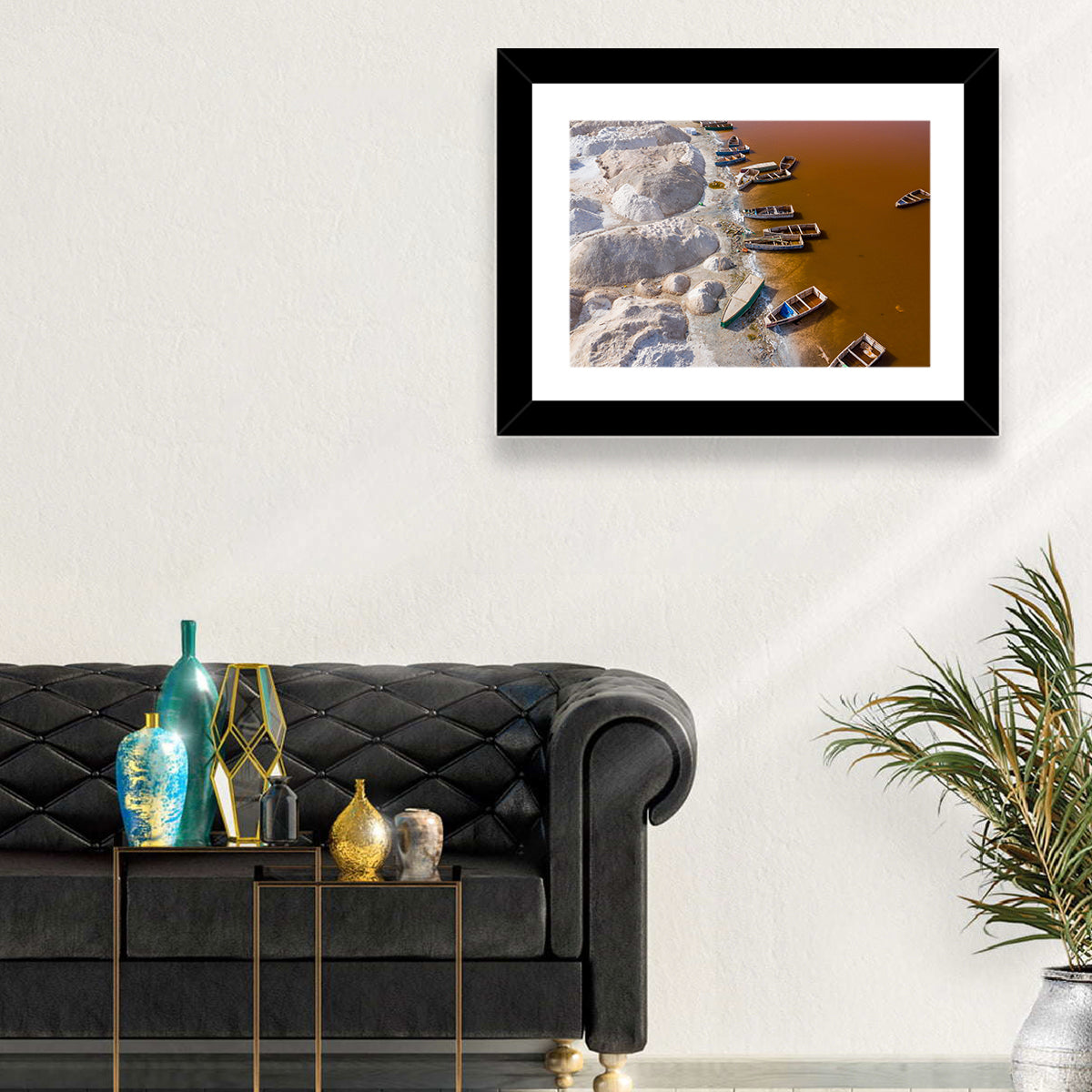 Lac Rose Boats and Salt Mounds Wall Art