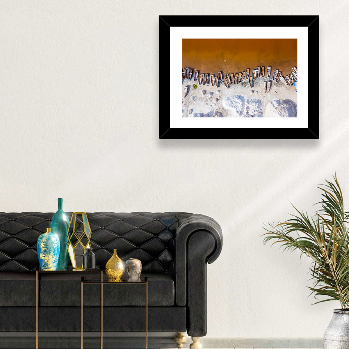 Lac Rose Boats Aerial View Wall Art