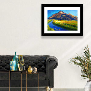 Mountains Village Stream Wall Art