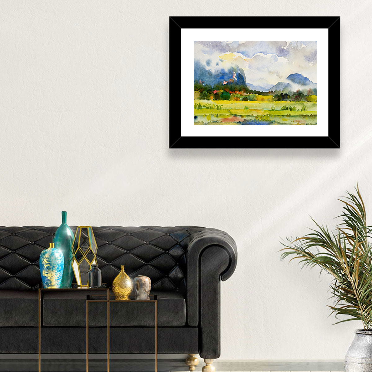 Summer Meadow Watercolor Landscape Wall Art
