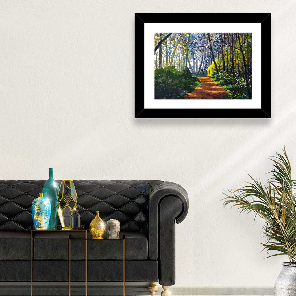 Sunlit Forest Alley Path Wall Art