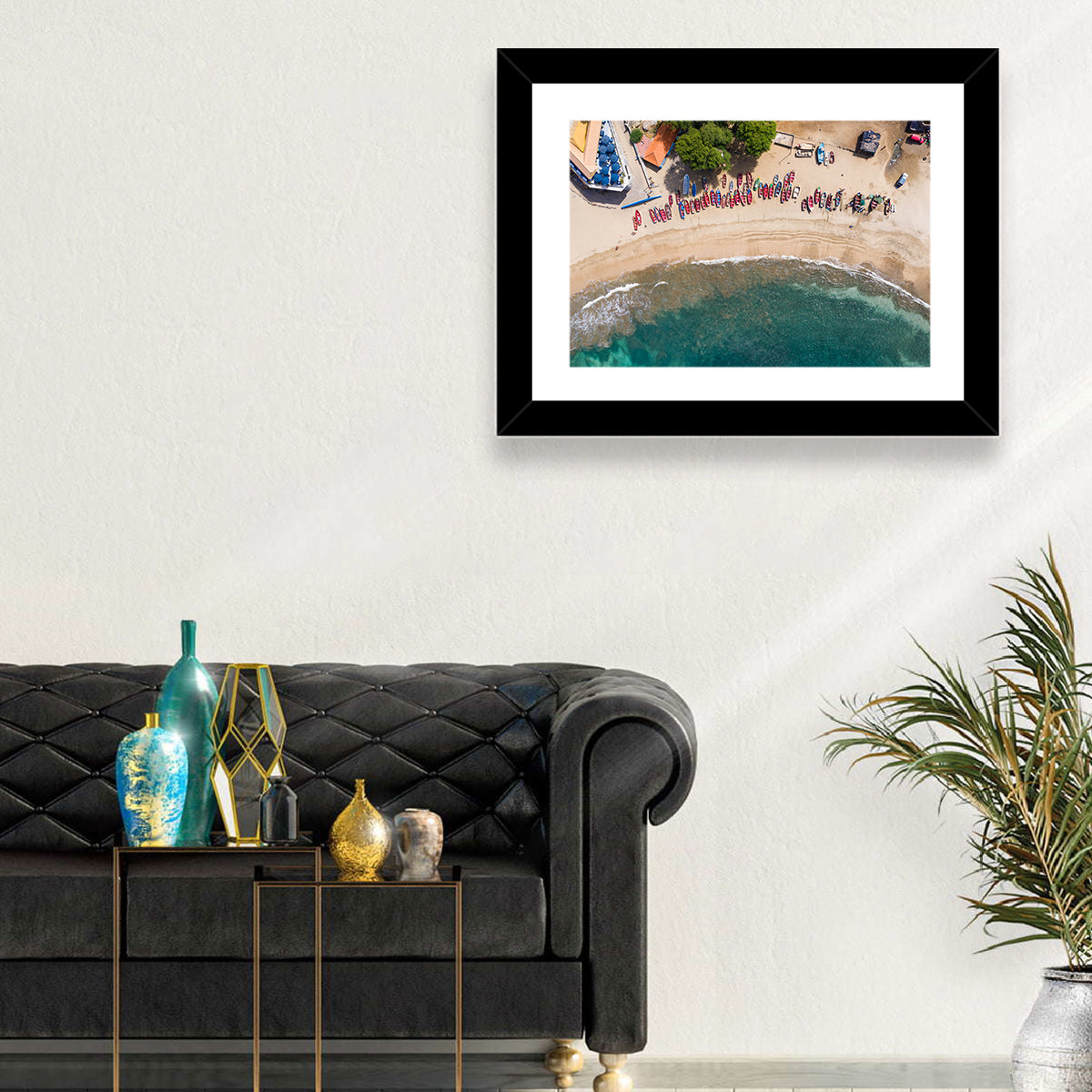 Aerial Tarrafal Beach Fishing Boats Wall Art