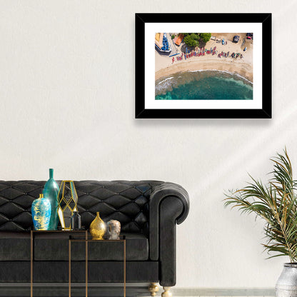 Aerial Tarrafal Beach Fishing Boats Wall Art