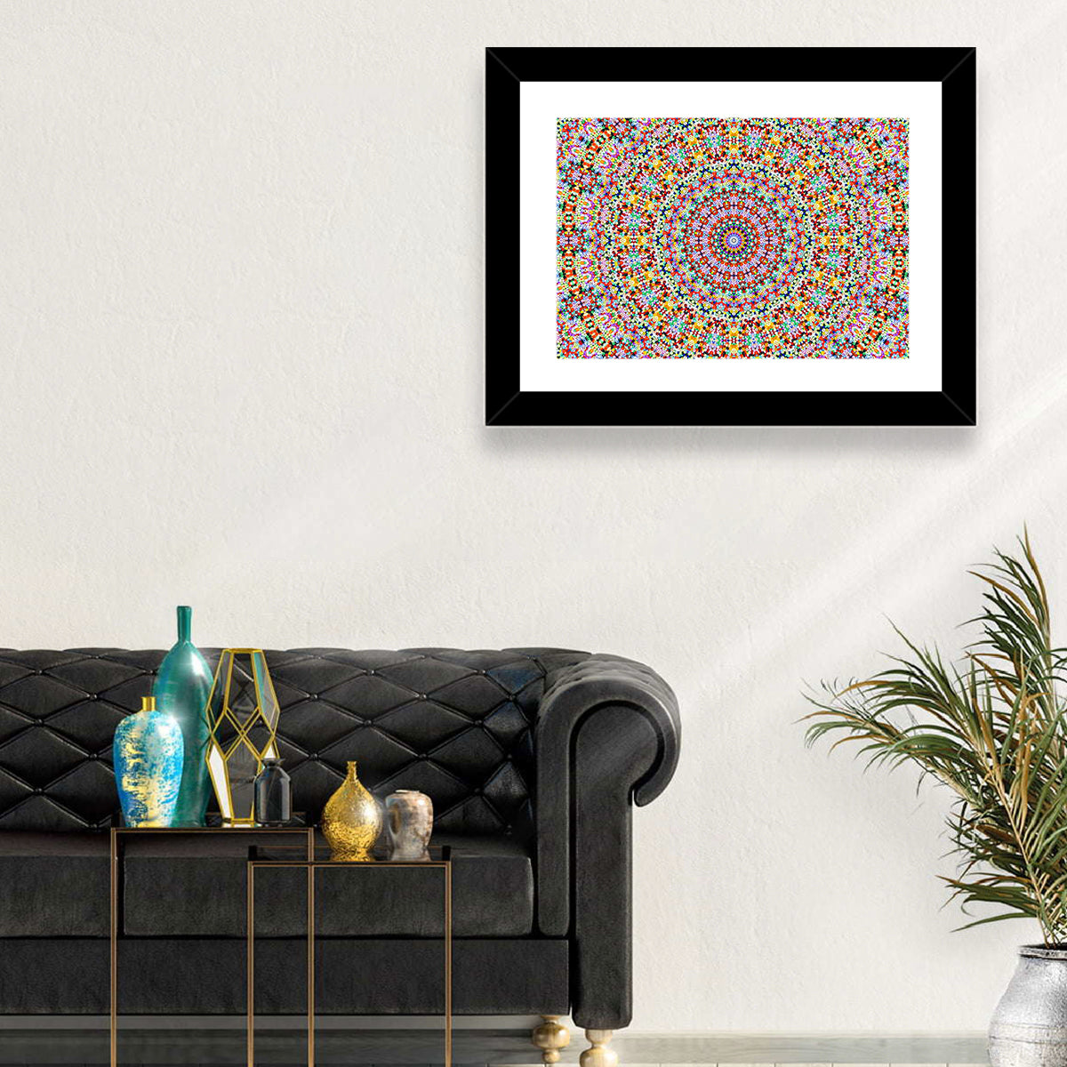 Beaded Kaleidoscope Mandala Wall Art in a room, landscape