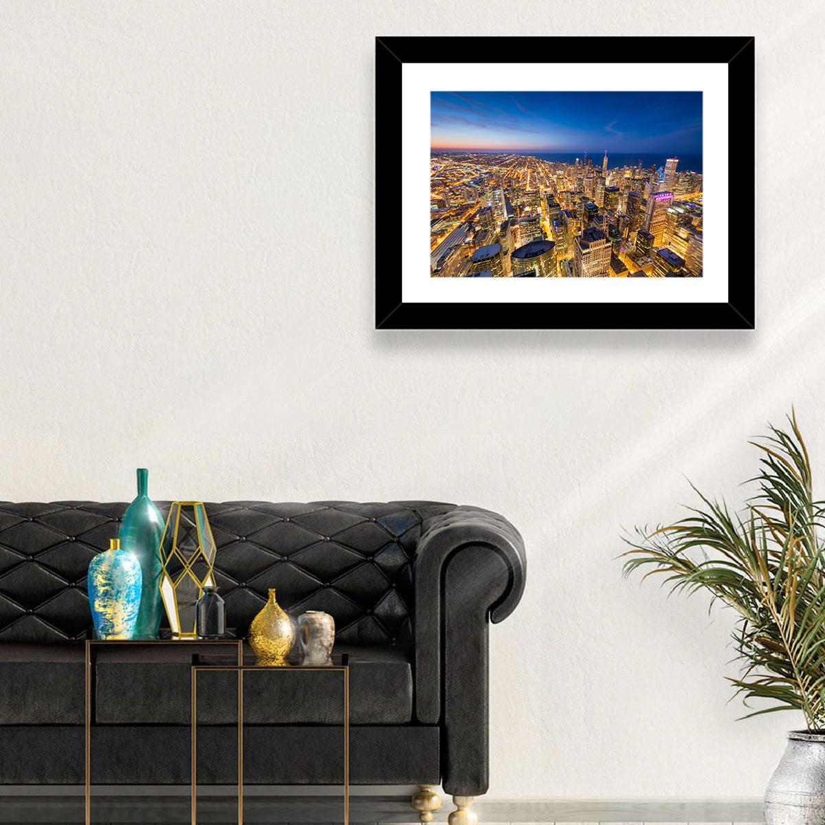 Aerial Chicago Nightscape Wall Art