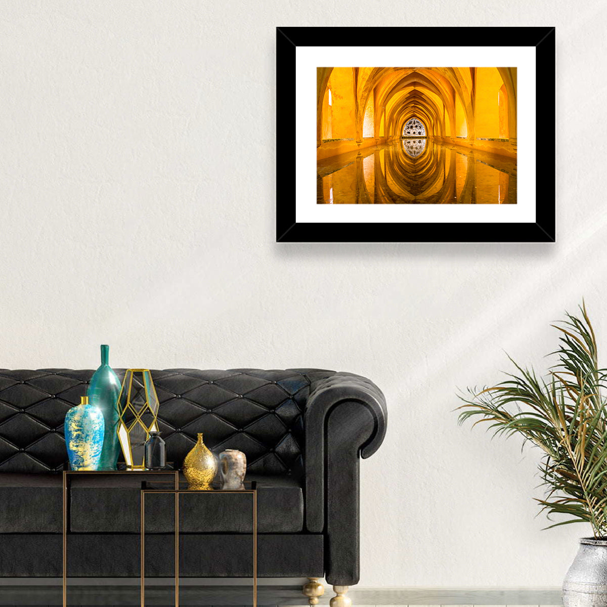 Royal Alcázar Bath Reflections Wall Art in a room, landscape