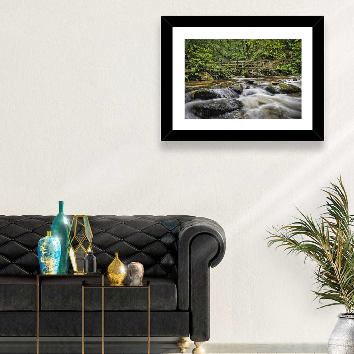 Stock Ghyll Footbridge Forest Stream Wall Art