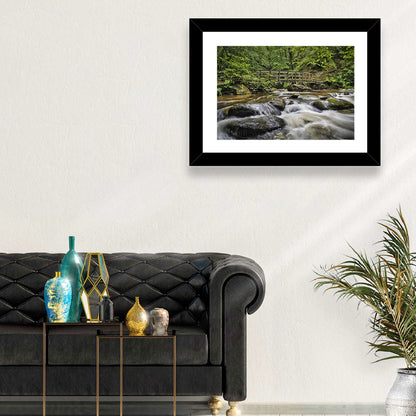 Stock Ghyll Footbridge Forest Stream Wall Art