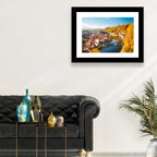 Český Krumlov River Weir in Autumn Wall Art