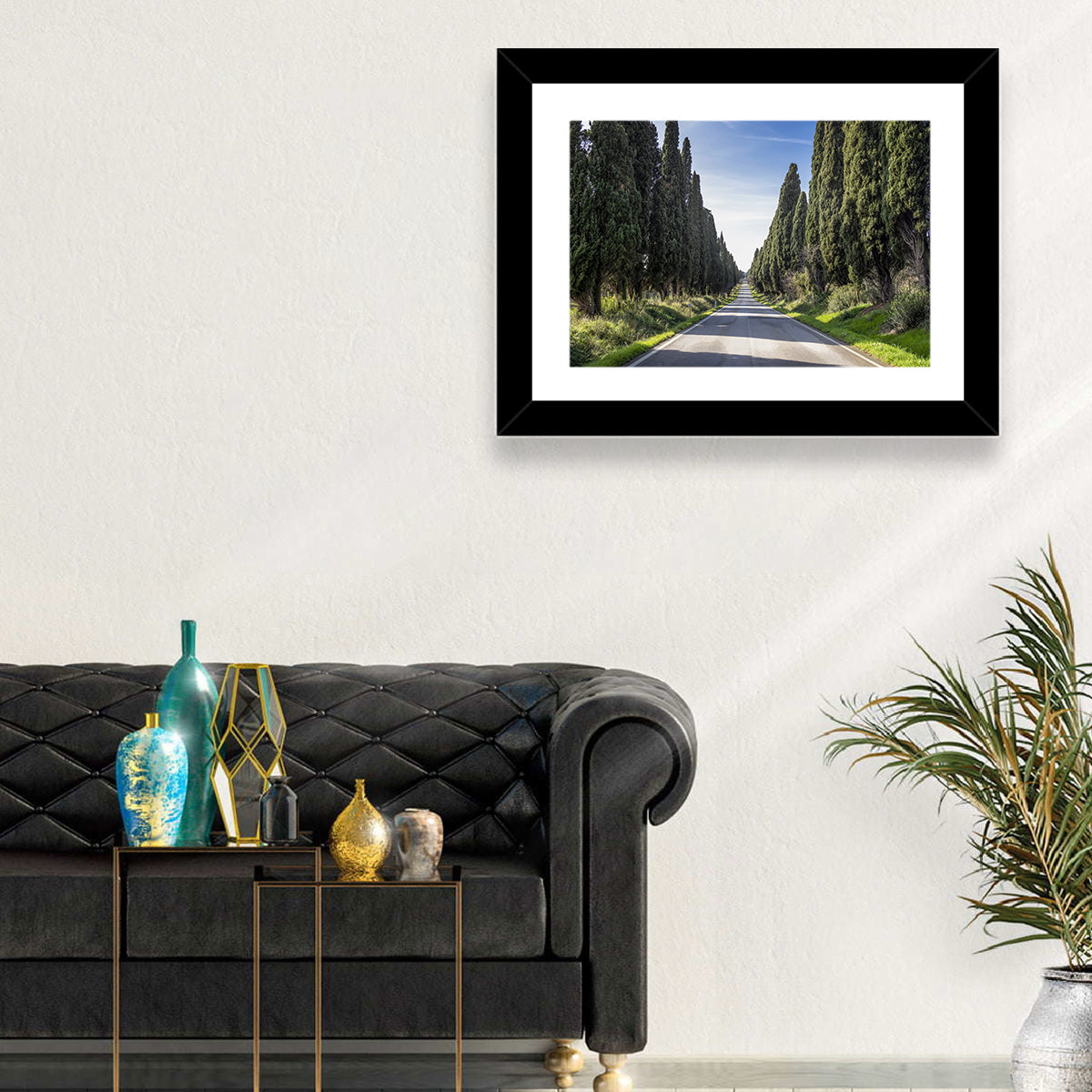 Avenue of Cypress Trees Wall Art in a room, landscape
