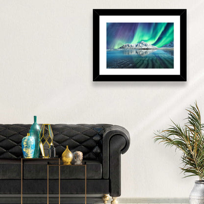 Aurora Over Skagsanden Beach Wall Art