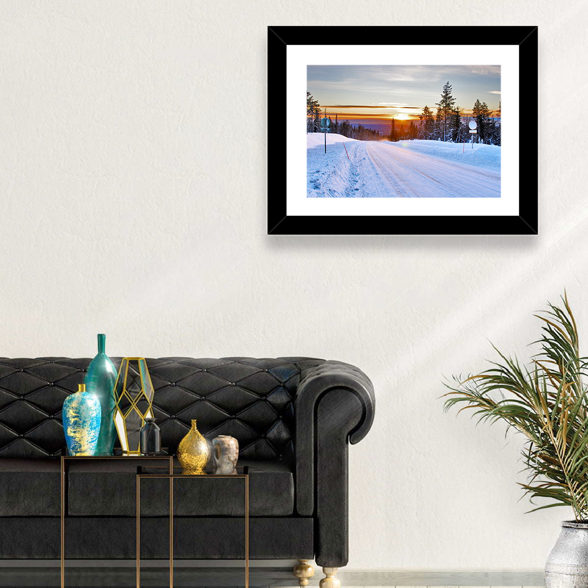 Snowy Road at Sunset Wall Art