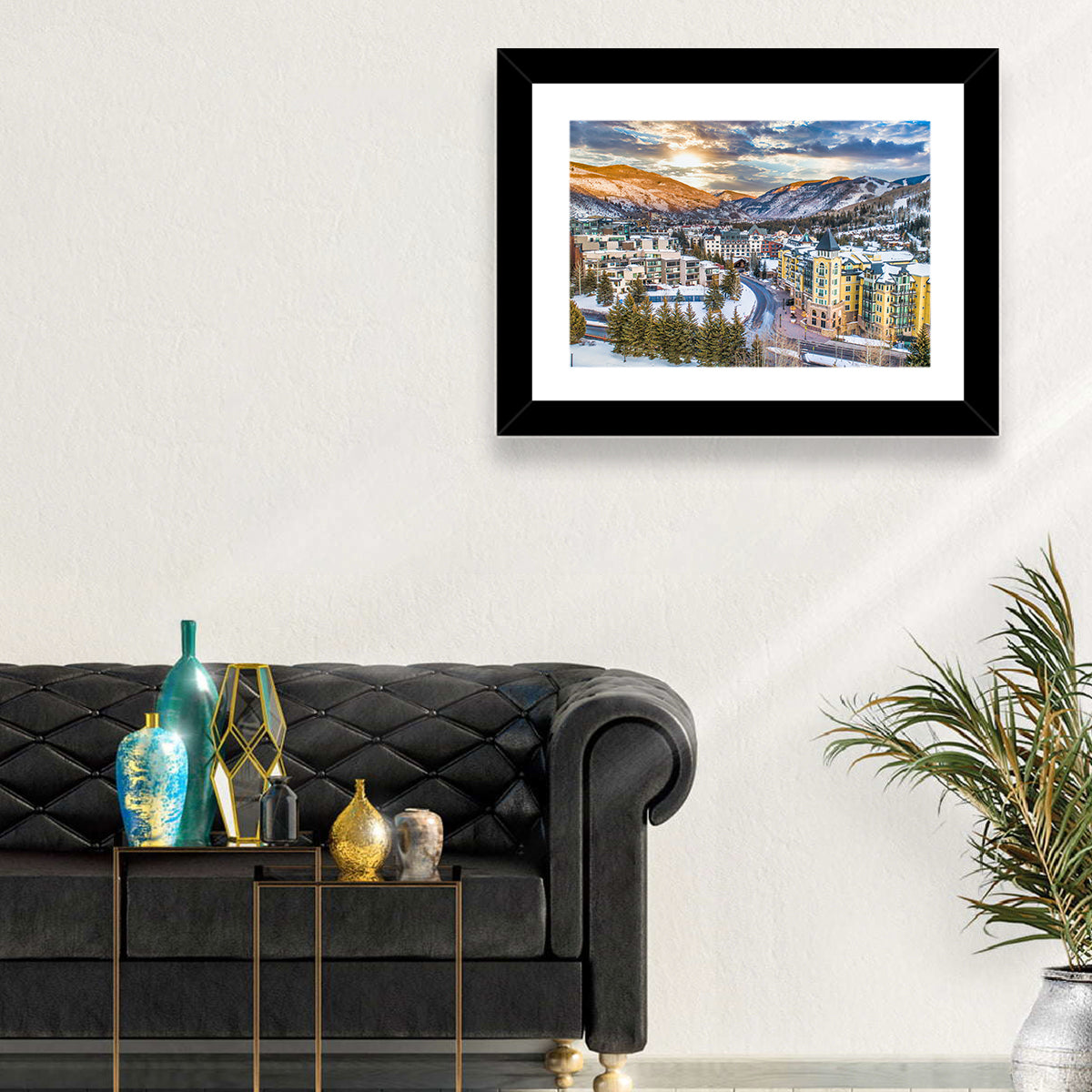 Vail Village Skyline Wall Art in a room, landscape