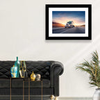 Semi Truck Highway Sunset Wall Art