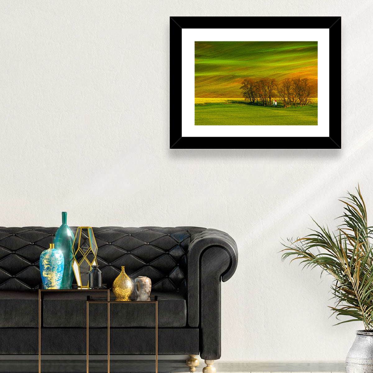 Moravian Wheat Fields with Chapel Wall Art in a room, landscape