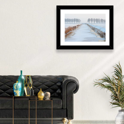 Frozen Canal with Bare Trees Wall Art