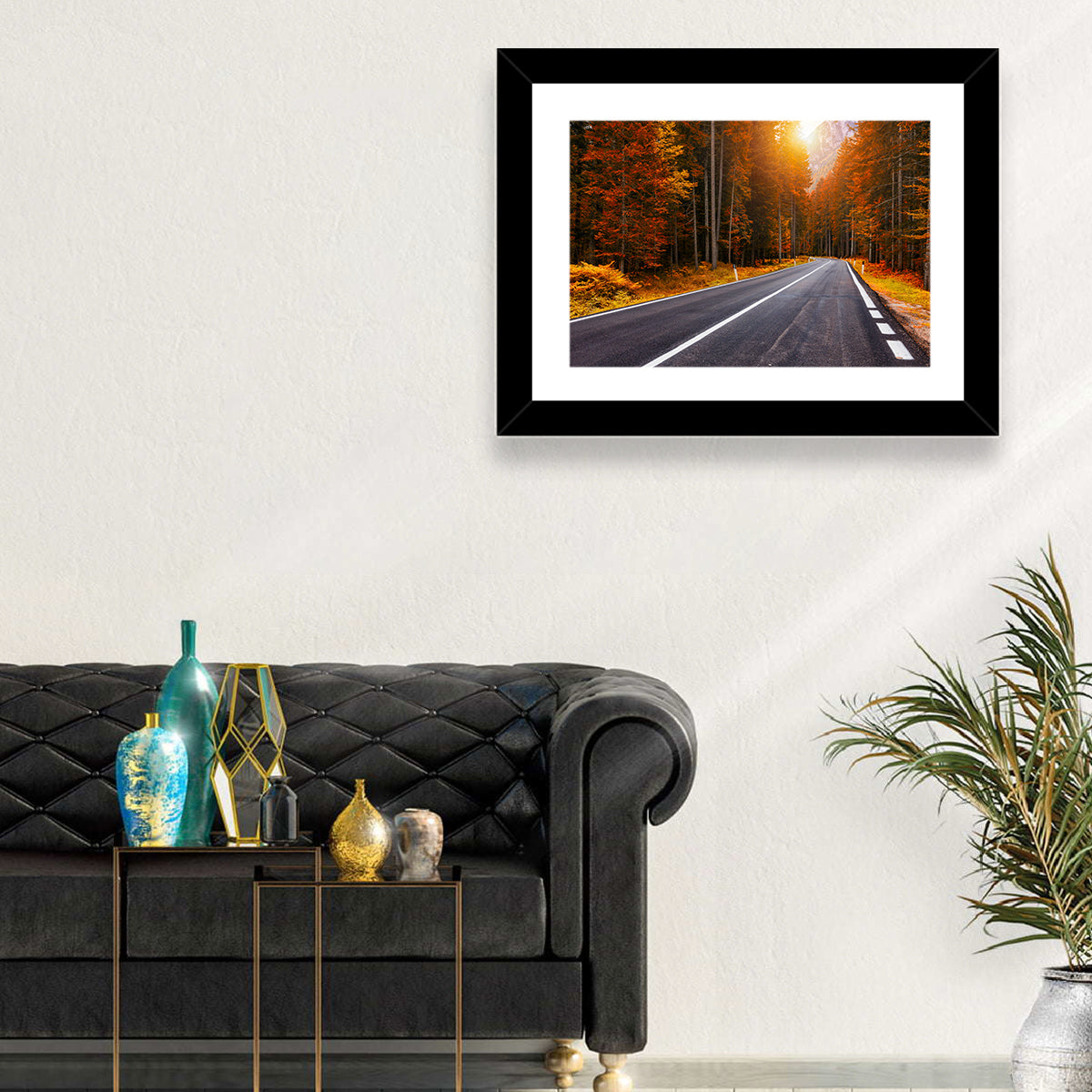 Golden Hour Forest Road Wall Art