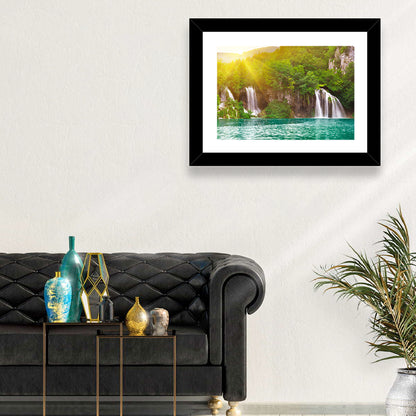 Plitvice Cascades at Sunrise Wall Art