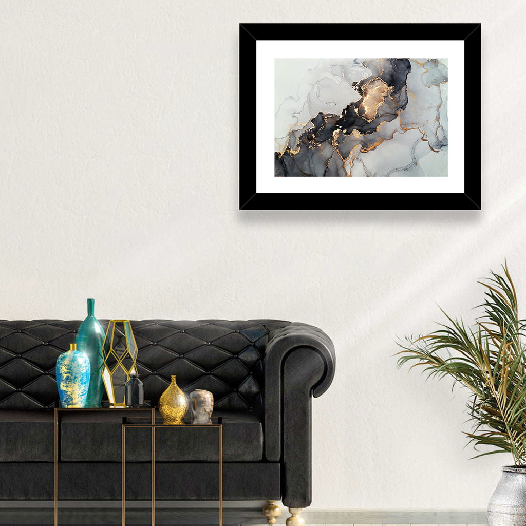 Black Fire Marble Abstract Wall Art