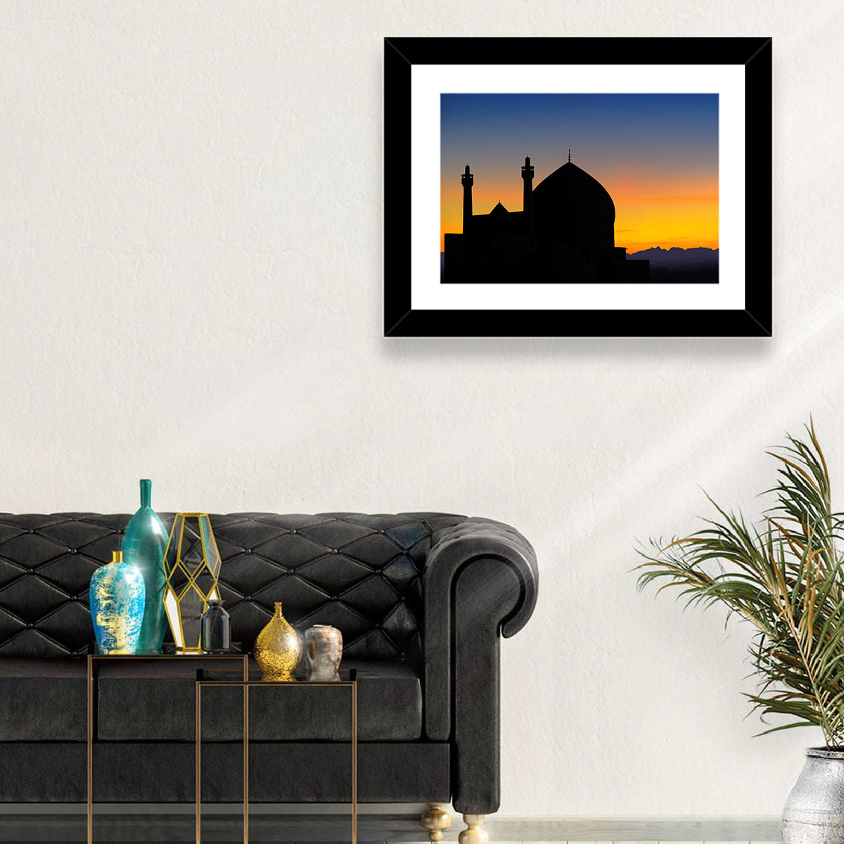 Isfahan Mosque Silhouette at Dusk Wall Art