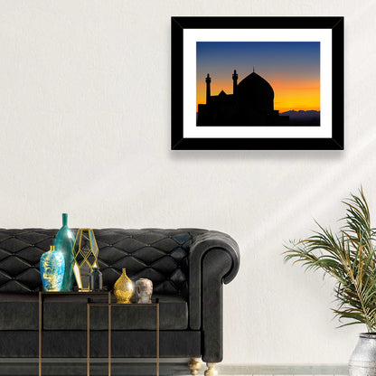 Isfahan Mosque Silhouette at Dusk Wall Art