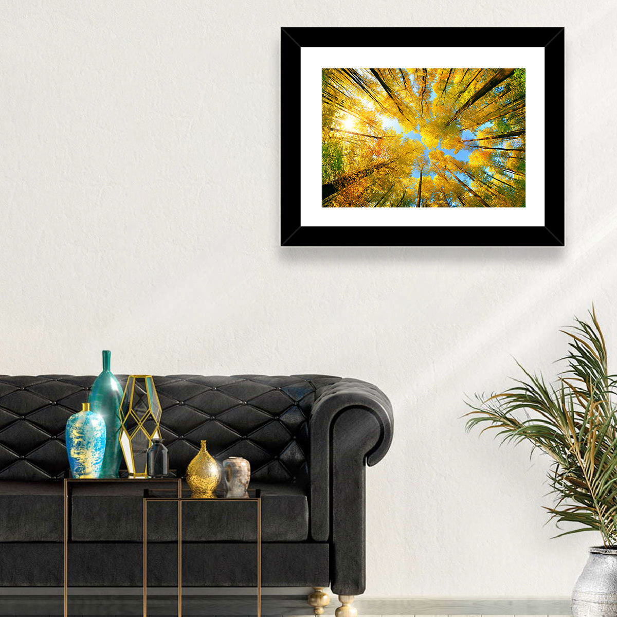 Golden Autumn Canopy Wall Art in a room, landscape