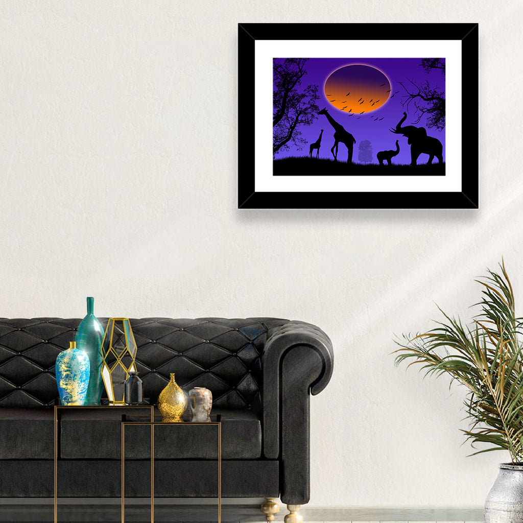 Sunset Savannah Silhouette Wall Art
