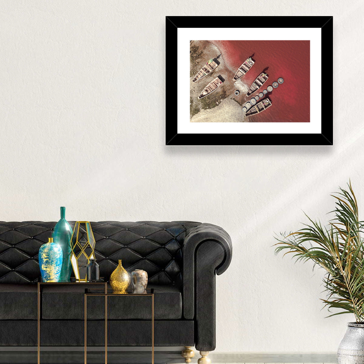 Wooden Boats on Lake Retba Wall Art