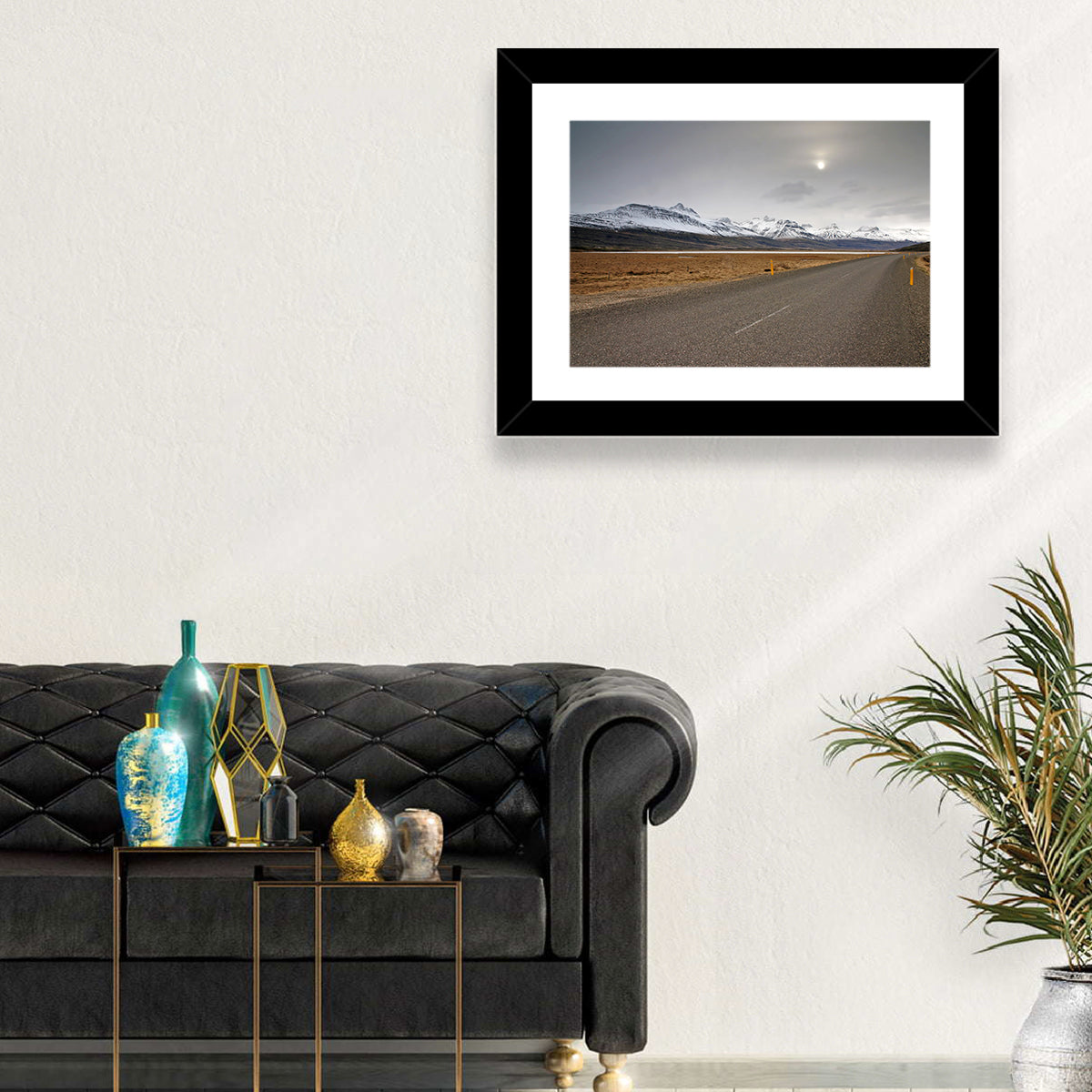 Icelandic Road to Snow-capped Mountains Wall Art