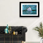 White Sailboat Reflection Wall Art
