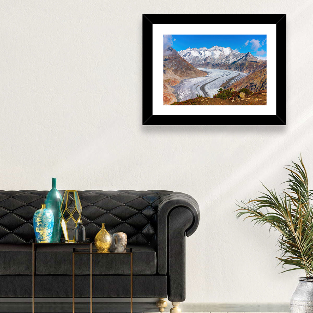 Aletsch Glacier Valley Wall Art in a room, landscape