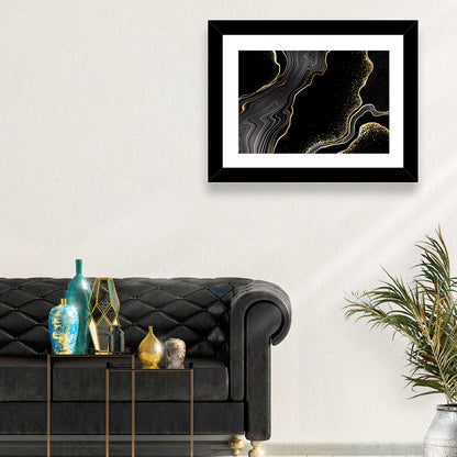 Black Marble with Gold Veins Wall Art