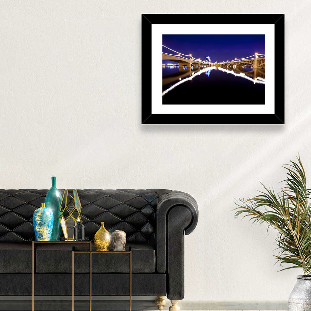 Mill Avenue Bridge Night Reflections Wall Art