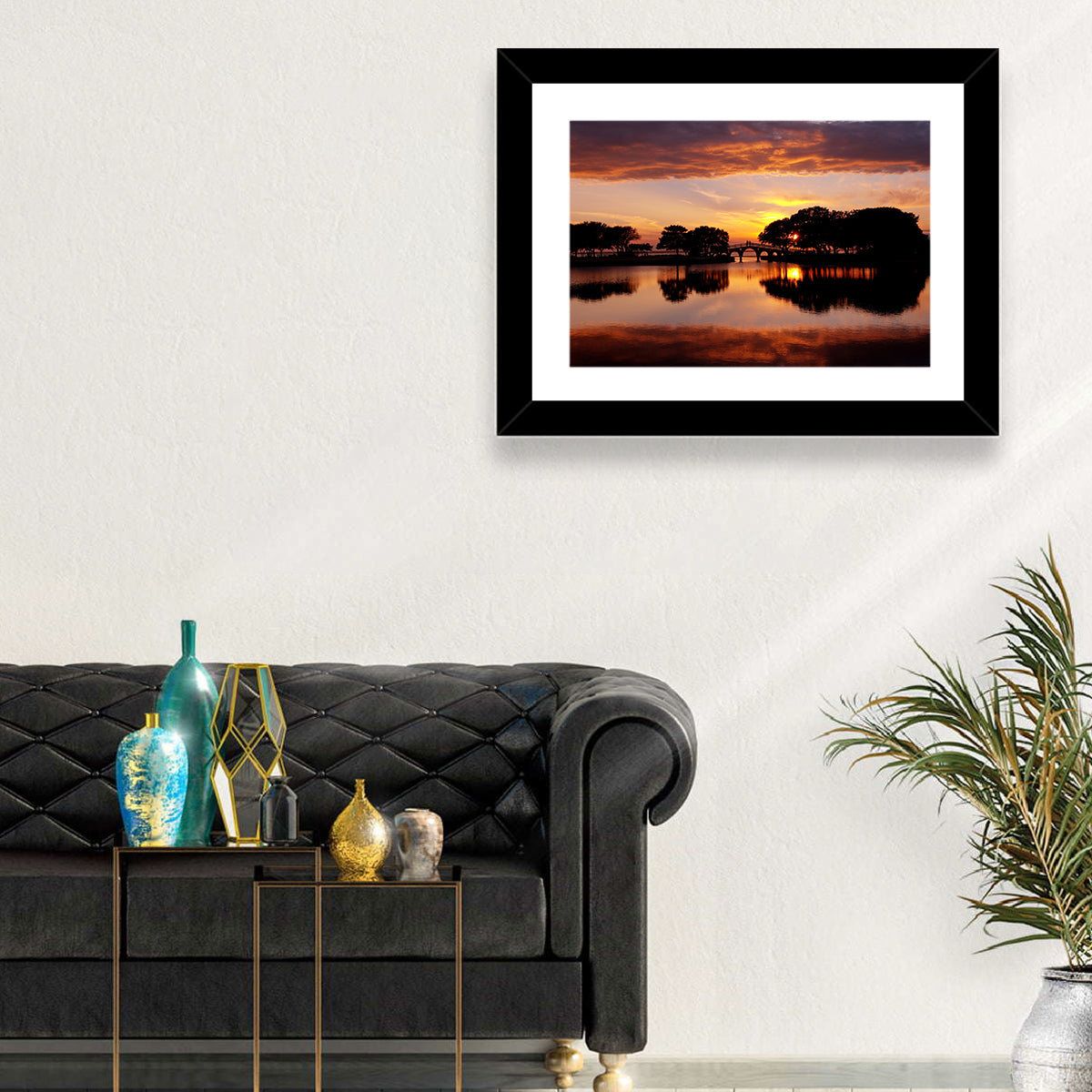 Tranquility Bridge at Sunset Wall Art