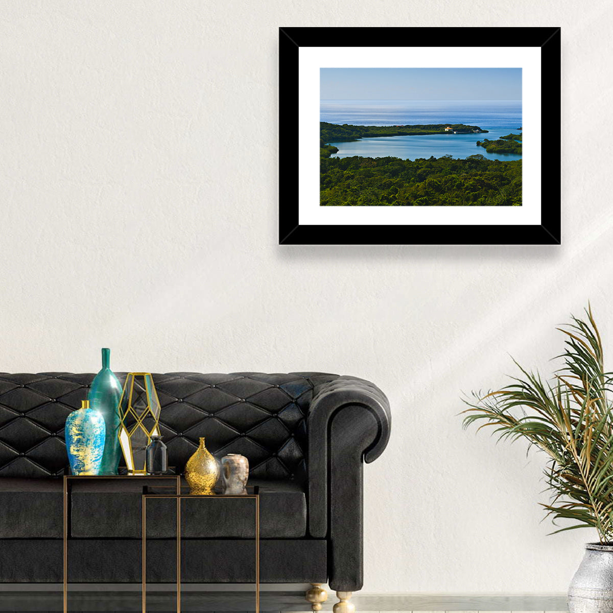 Roatan Tropical Bay Wall Art in a room, landscape