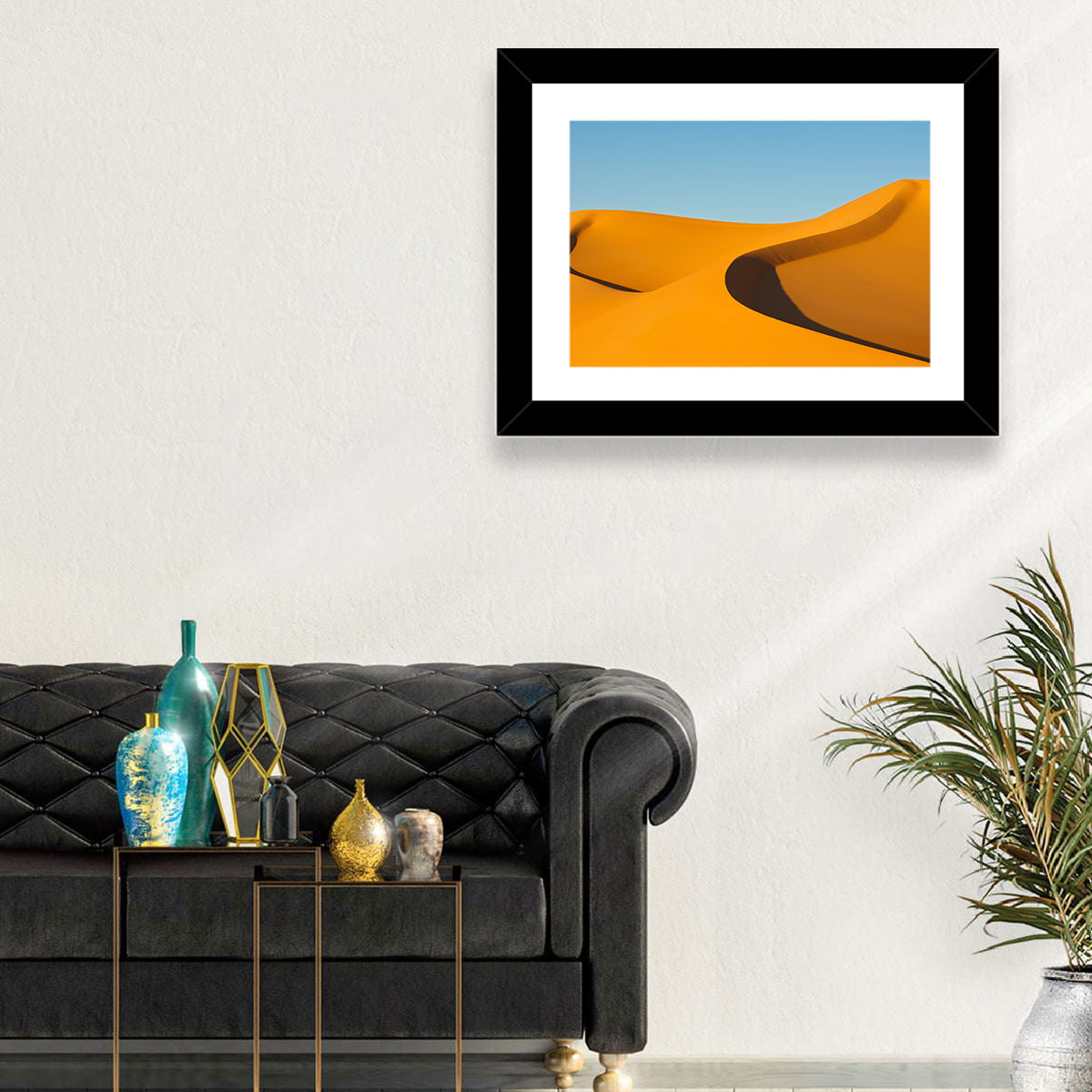 Awbari Golden Dunes Wall Art in a room, landscape