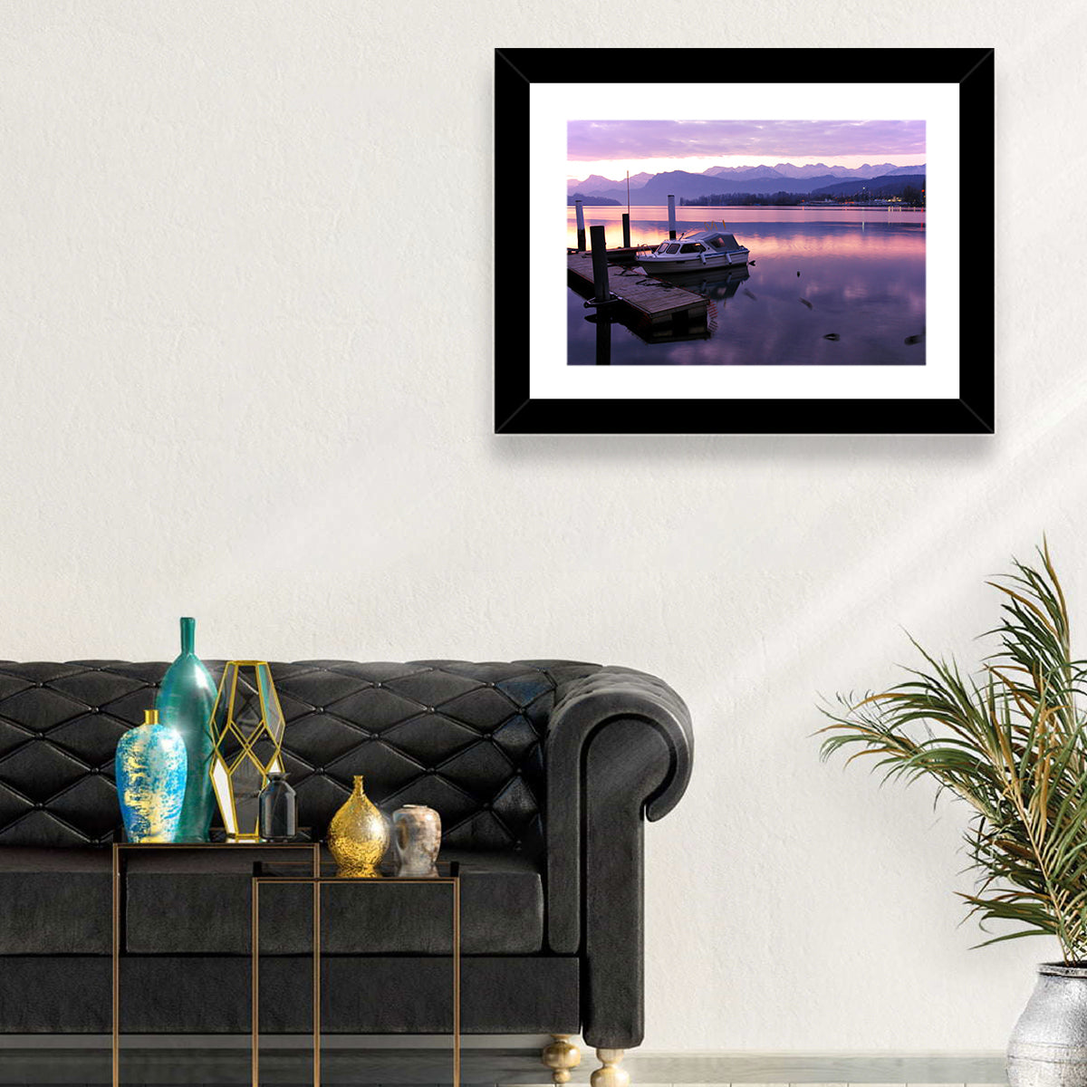 Lake Lucerne Pier at Dusk Wall Art