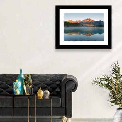 Patricia Lake and Mount Pyramid at Golden Hour Wall Art