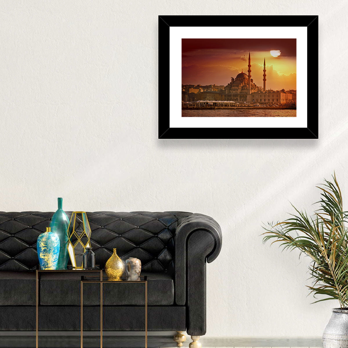 Yeni Cami Golden Hour Wall Art in a room, landscape