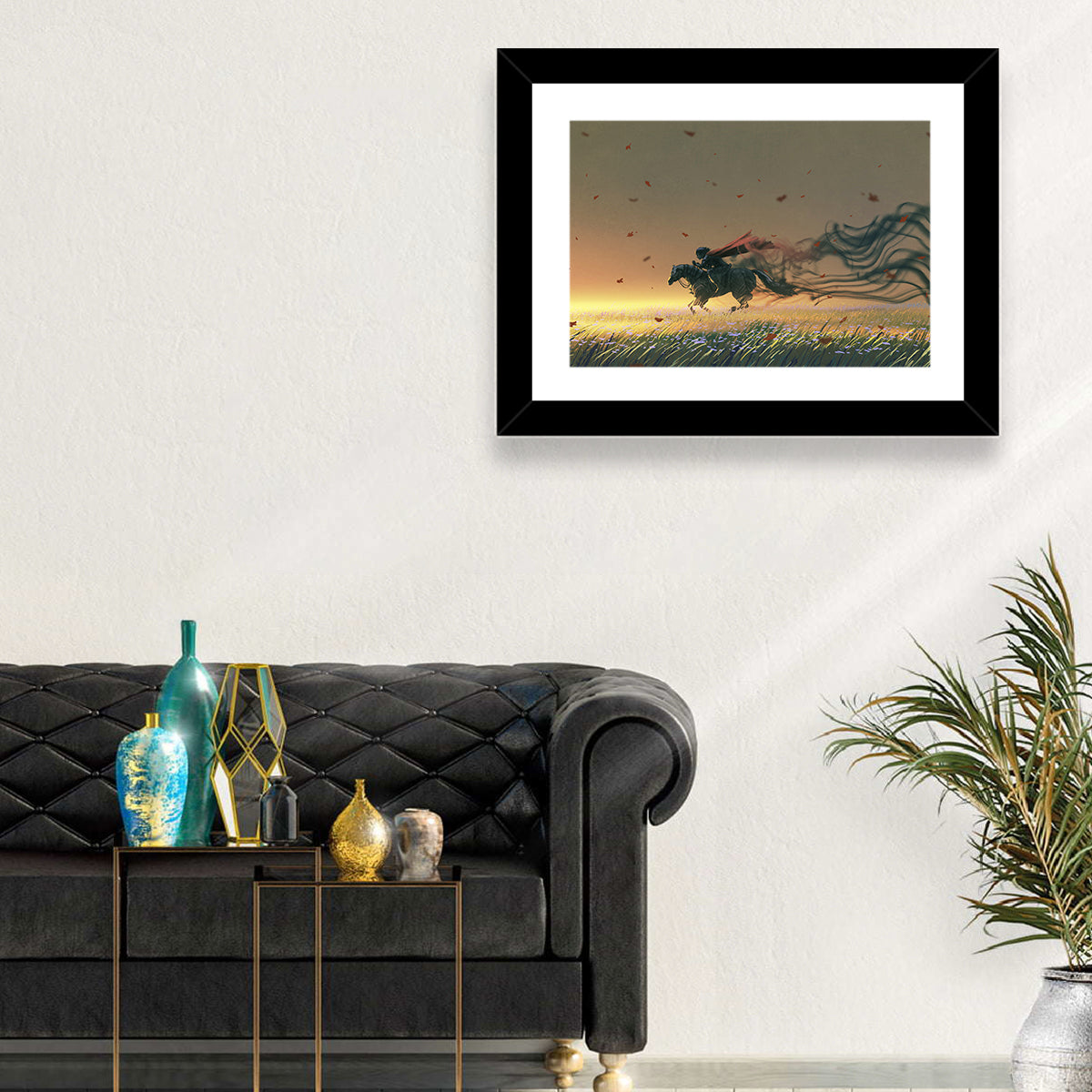 Unstoppable Knight with Red Cape Wall Art in a room, landscape