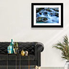 Mossy Rock Stream with Silky Waterfall Wall Art