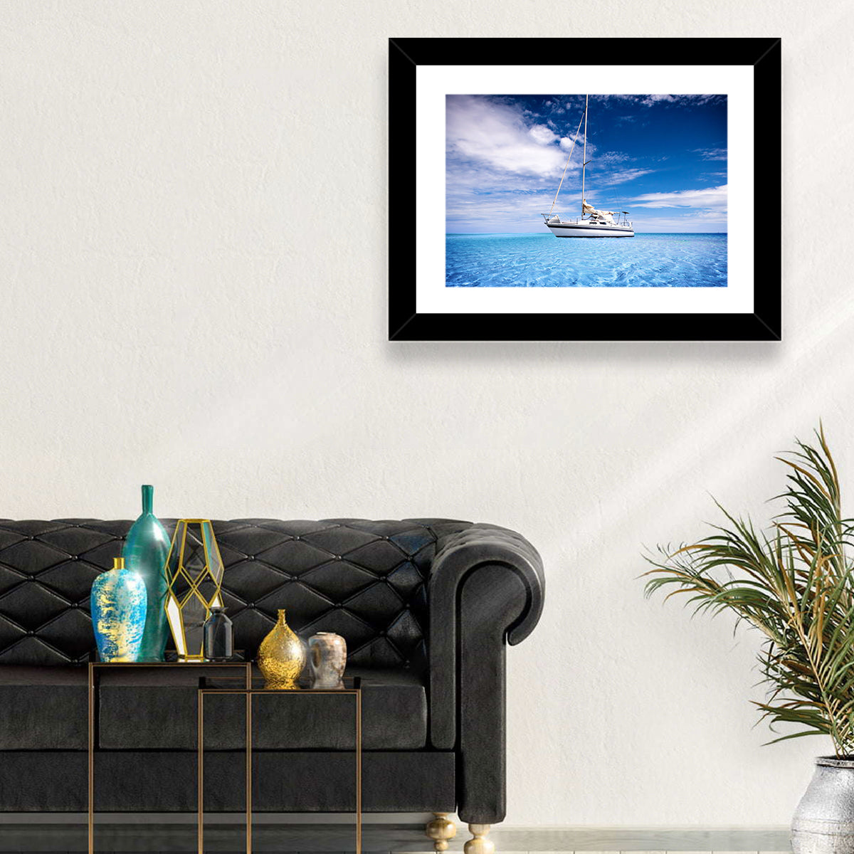 Furled Sails Over Turquoise Water Wall Art