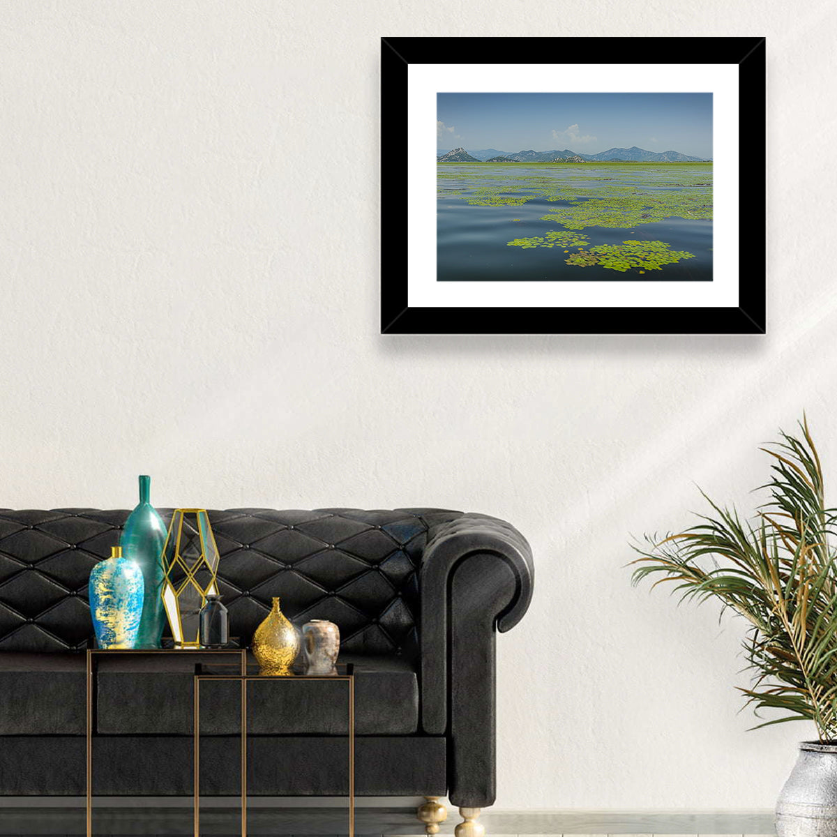 Lake Skadar Water Lilies Wall Art in a room, landscape